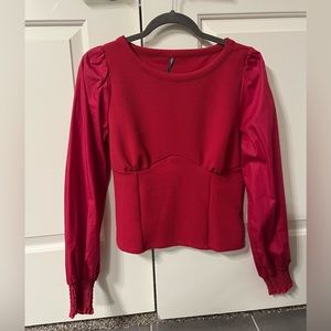 Anthropologie Dark Pink Long Sleeve Top